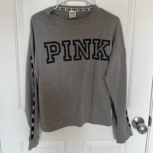 VICTORIAS SECRET PINK grey crewneck